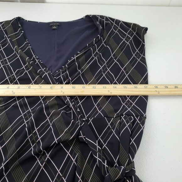 Ann Taylor Womens V Neck Plaid Wrap Dress Size 10 Stretchy Preppy Career Classic - Picture 6 of 10